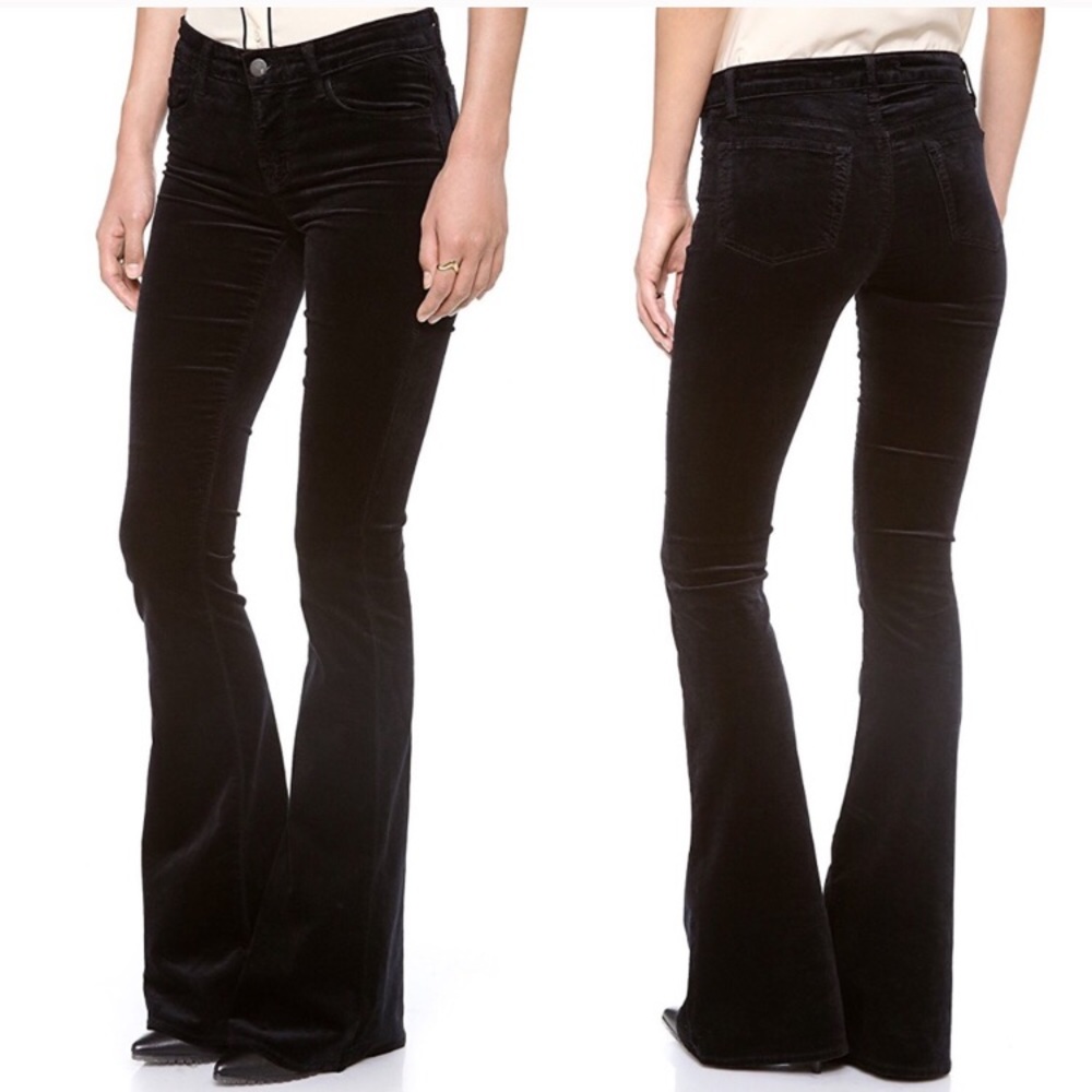J Brand Black Velvet Flare Jeans